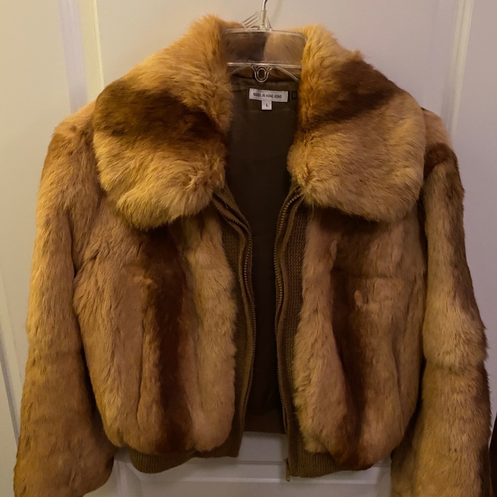Fur coat vintage zipper